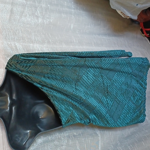 MOD X One Shoulder Top, long sleeve, dark green velvet, sz L - Picture 3 of 4